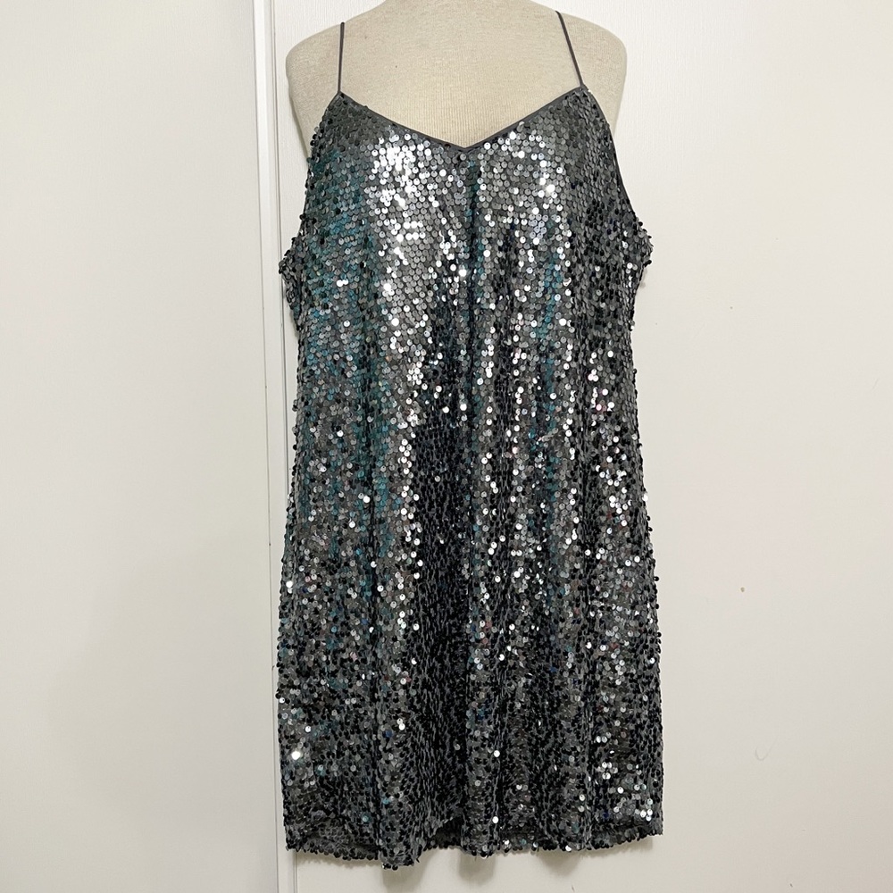 Express Sequined Gray Mini Dress